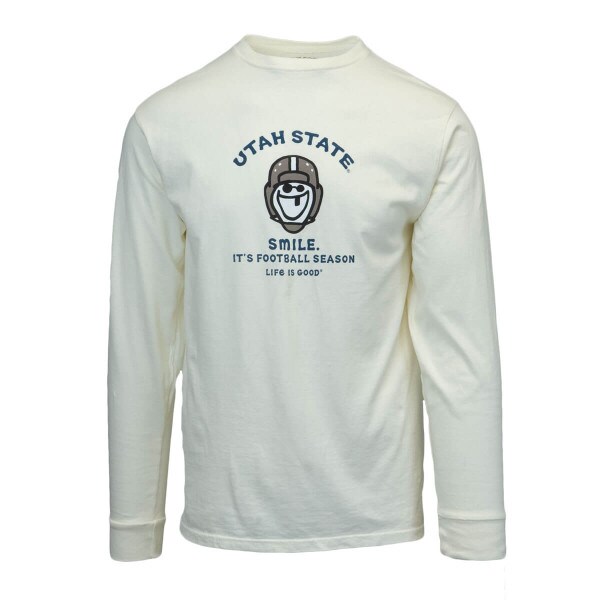 Utah State Life is Good Its Football Season Long-Sleeve Ivory T-Shirt